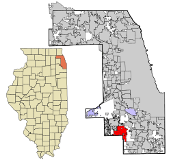 Cook County Illinois incorporated and unincorporated areas Tinley Park highlighted